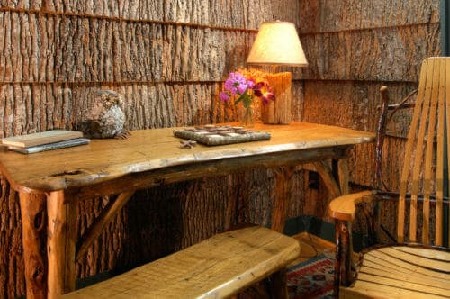 Decorative interior wall paneling in a sun room in the Blue Ridge Mountains