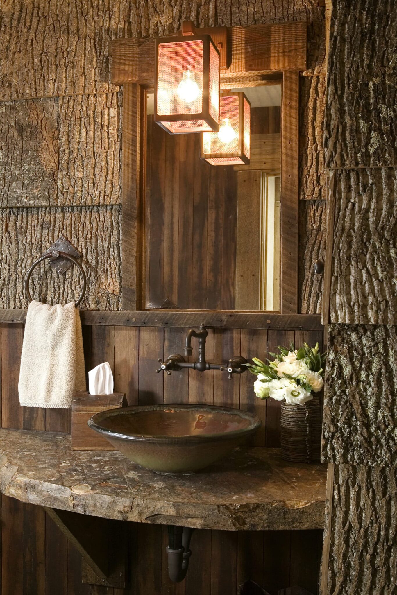 Interior decorative wall coverings in a Denver powder room