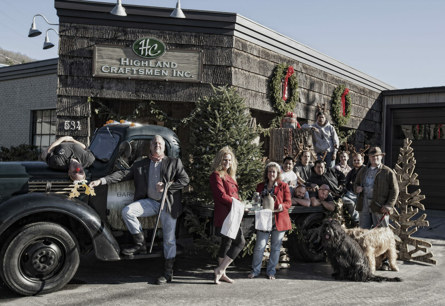 The Bark House Crew Hamming it up for the Christmas Tacky Challenge