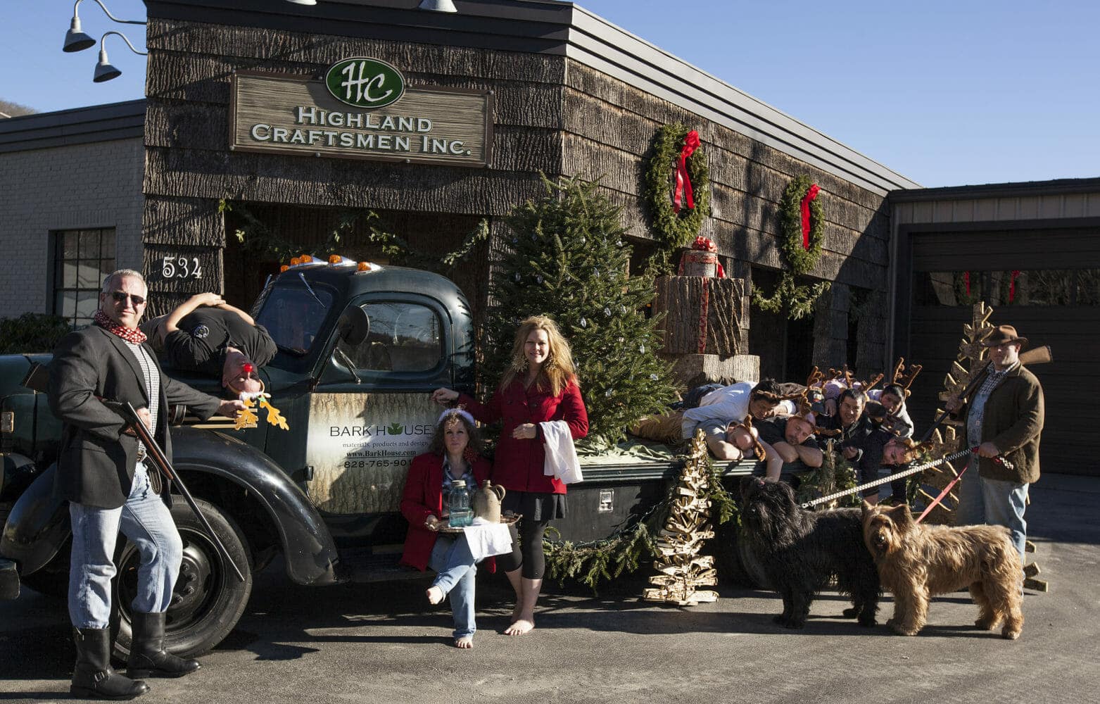 The Bark House Crew Hamming it up for the Christmas Tacky Challenge