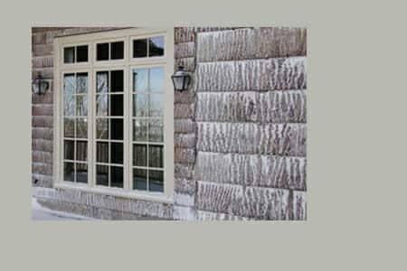 Eco-friendly bark shingles in the snow
