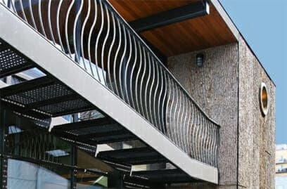 Exterior wood wall panels on a house boat