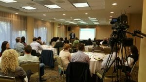 Chris McCurry attended the Cradle to Cradle forum on gaining platinum certification for bark shingle siding and wall covering