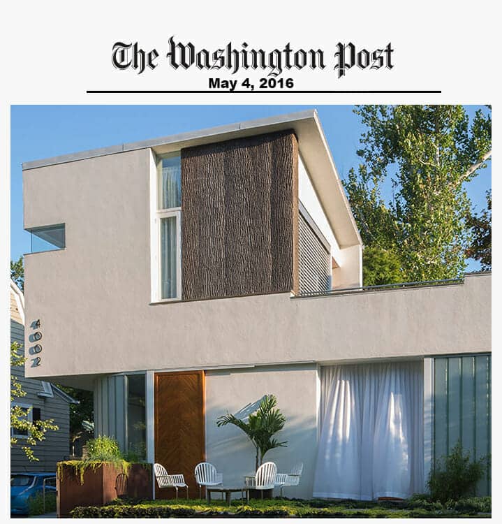 Washington Post Real Estate section's article on a Bark House Brand bark covered house