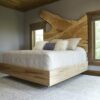 Fuelling Woodworking created bed headboard with Bark House live edge wood slabs