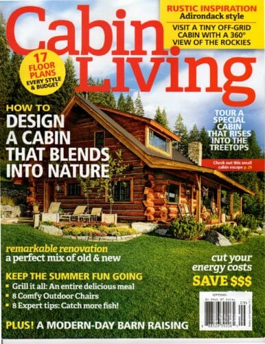 The Bark House Brand Poplar Bark Shingles and Wall Panels are mentioned in Cabin Living Sept 2016
