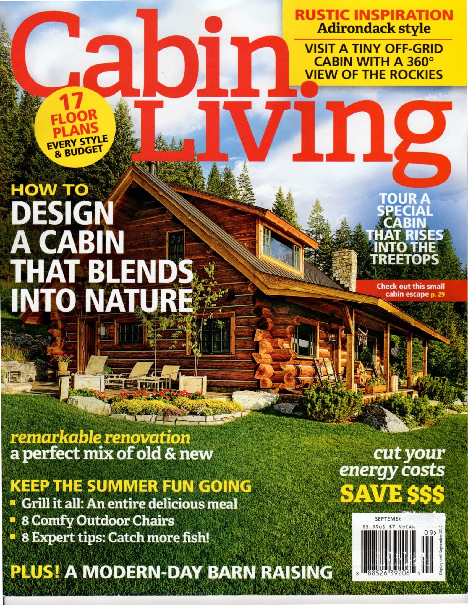 The Bark House Brand Poplar Bark Shingles and Wall Panels are mentioned in Cabin Living Sept 2016