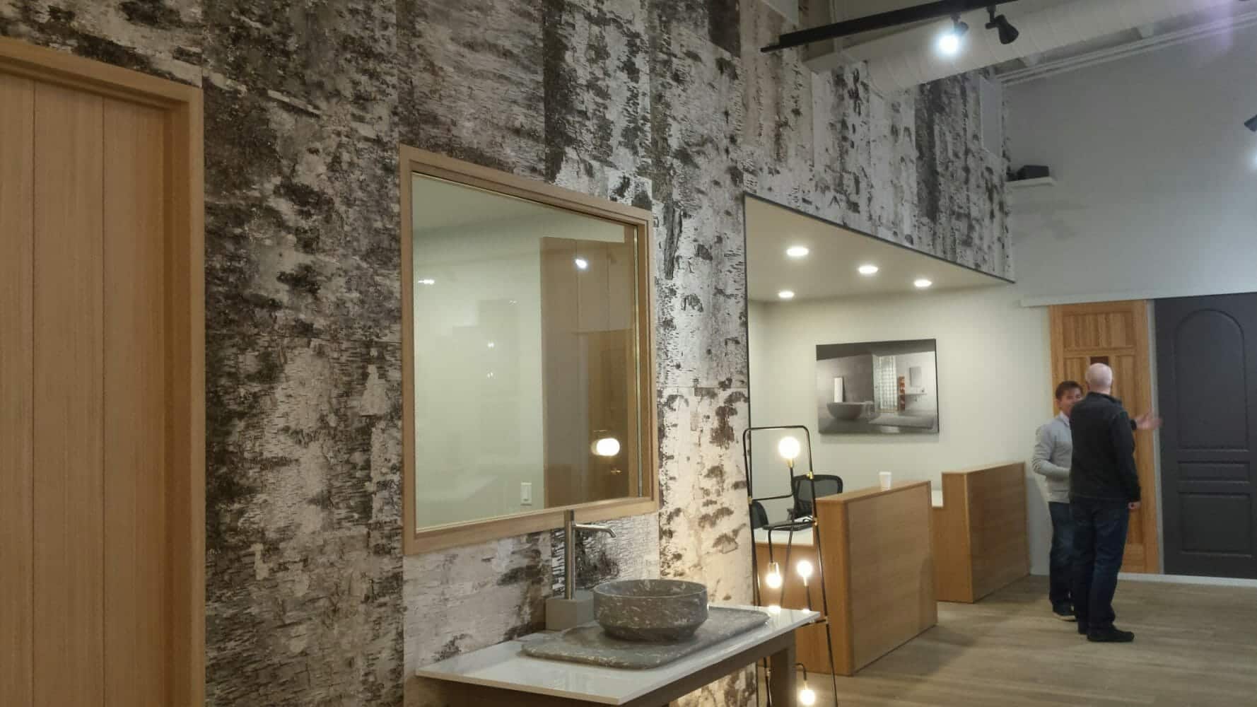 Bark House White Birch Veneer Laminate wall panels in Earth Elements