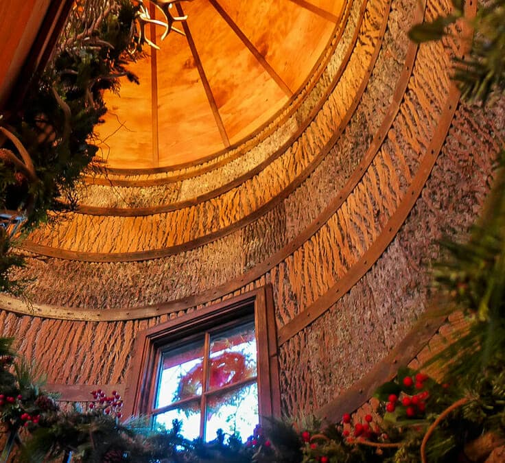 Bark House's sanded interior bark shingles in Bass Pro nature tree house