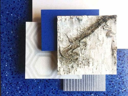 CaraGreen creates a lovely vignette with Bark House White Birch Bark Wall Treatmen