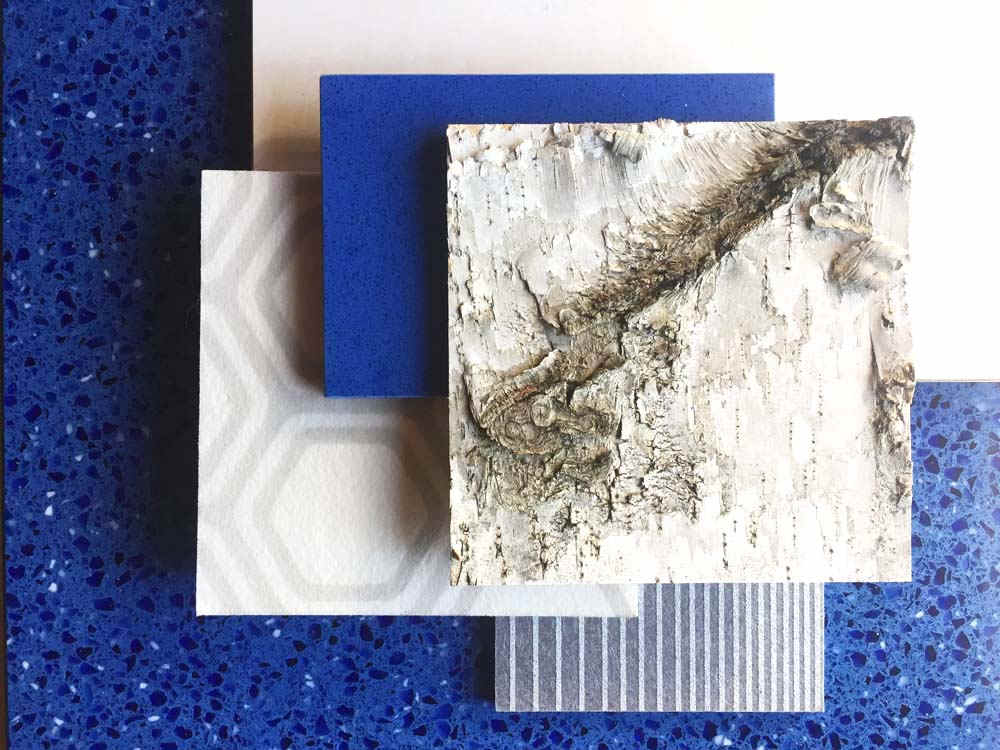 CaraGreen creates a lovely vignette with Bark House White Birch Bark Wall Treatmen