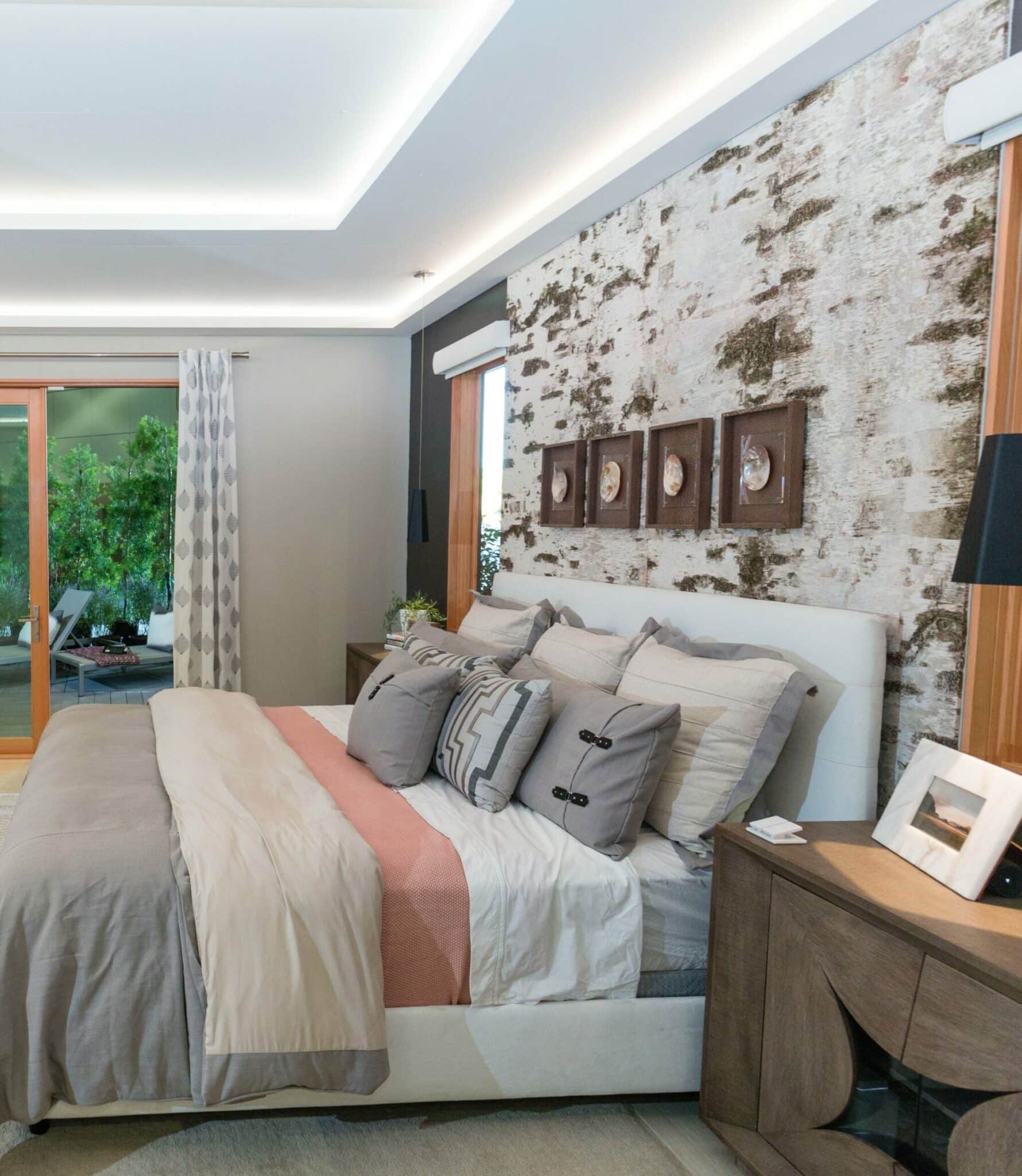 KB Home at Green Build uses Bark House White Birch Wall Panels in bedroom