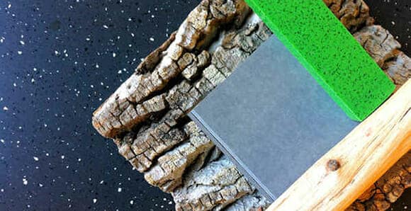 Bark House NC Distributor, CaraGreen: Dreaming of Spring vignette with poplar bark shingle