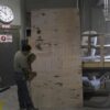 In Bark House's shop: Trial panel with birch leather