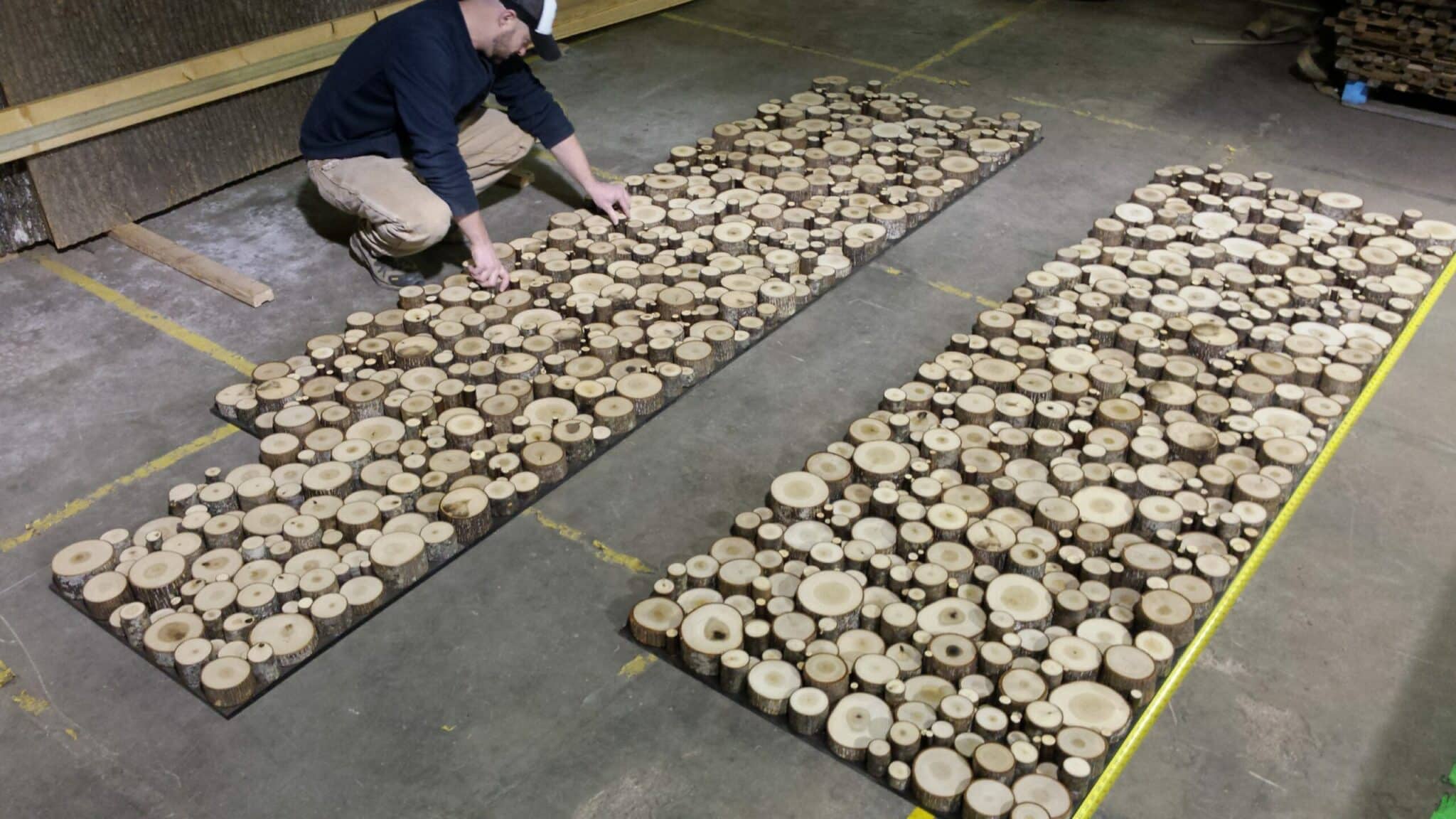 Getting ready to ship: Bark House Celebrated Seams Poplar Pole End-Cut Wall Covering Panels