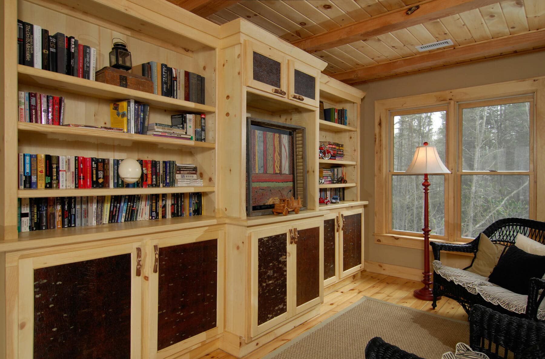 Bark House White Pine Bark Laminated panels media center