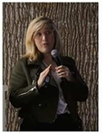 Bark House Poplar Bark Panel Wall Covering behind Lea Goldman of LifeTime Television Network