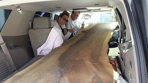 Bark House live edge wood slab going home