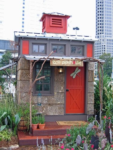 Bark House exterior poplar siding on playhouse for charity Atlanta