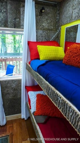 Bark House interior poplar shingles in Nelson Treehouse