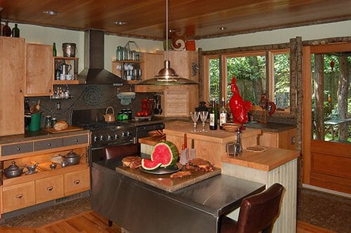 Bark House Poplar Pole molding in country kitchen