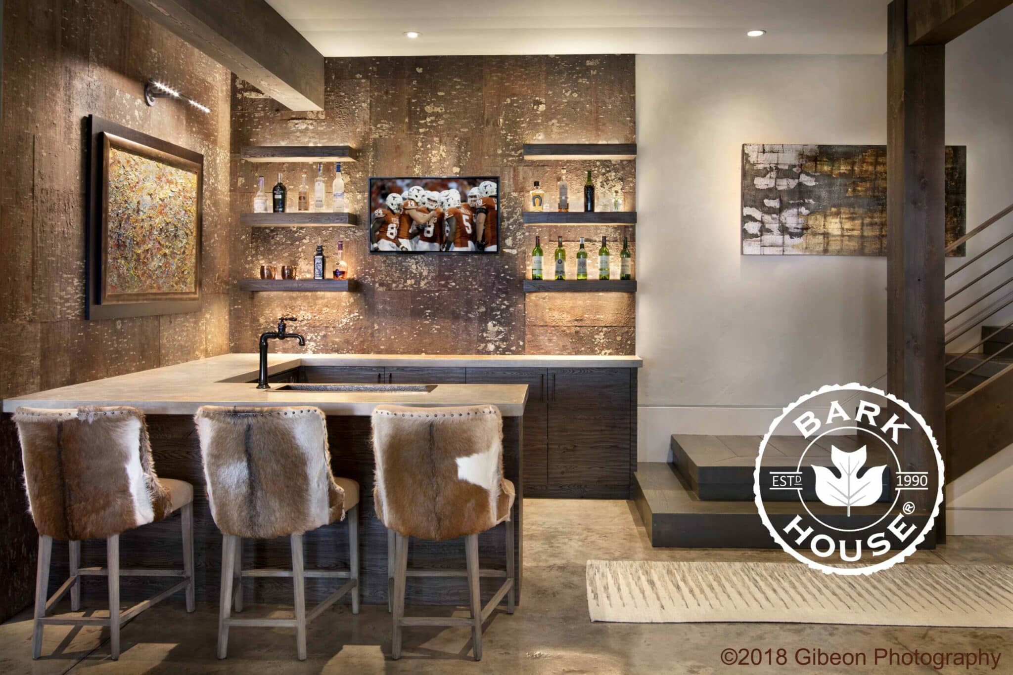 Bark House White Pine Paneling in Whitefish MT - Residential Bar