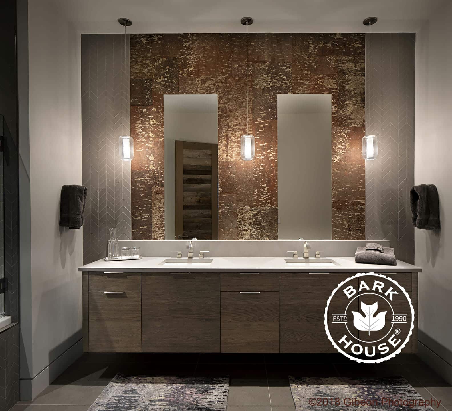 Bark House White Pine Paneling in Whitefish MT - Bathroom Wall