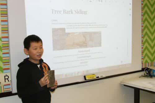 5th Grade students in Quincy, MA learn about eco-friendly building products by using Bark House Shingles.