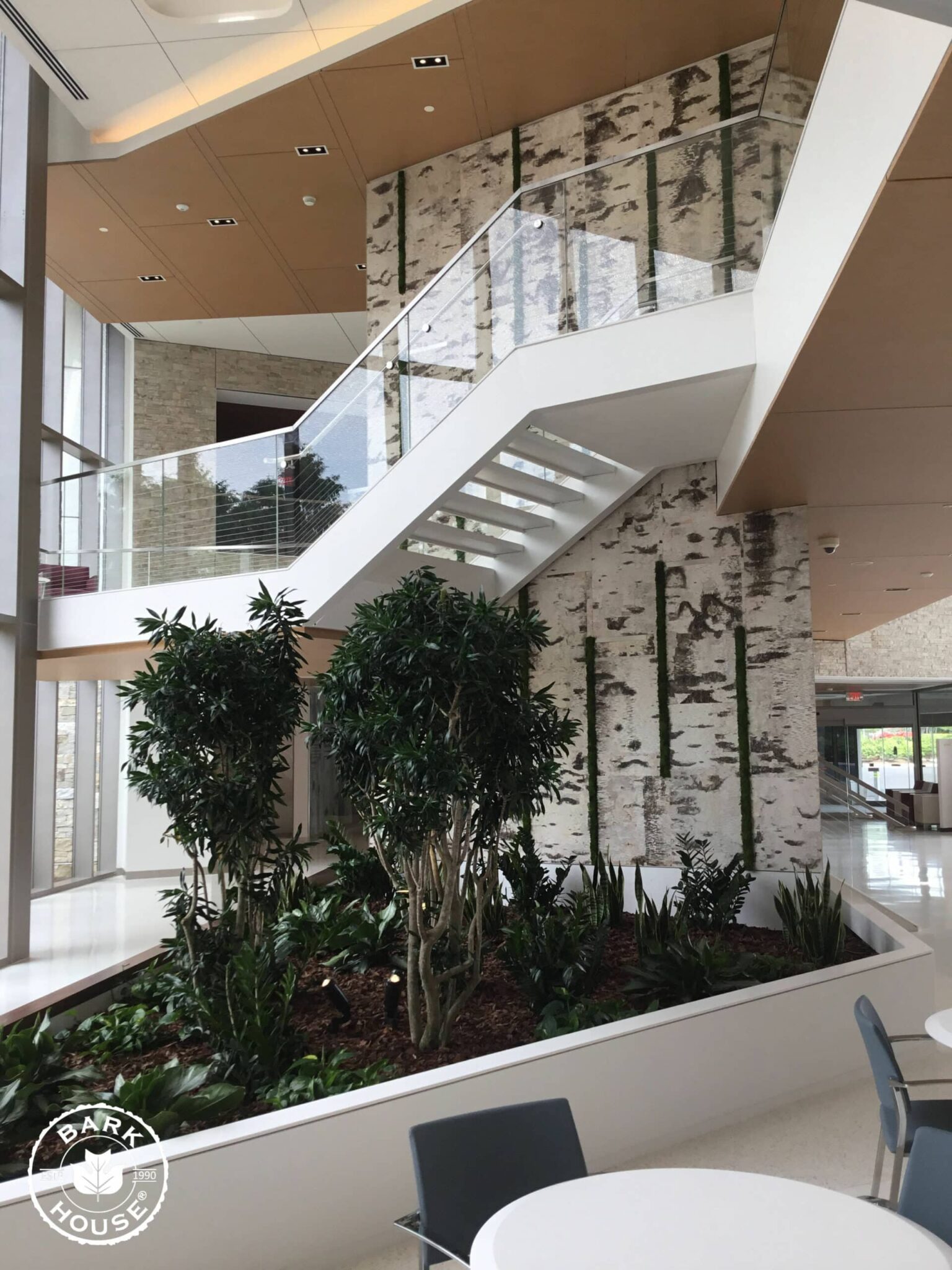 Bark House White Birch Bark Wall Covering Panels in Cancer Hospital