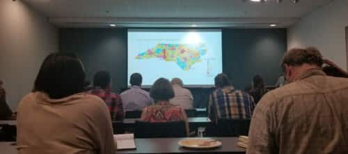 North Carolina Executive Order 80 Climate Change & Workforce Listening Project. Map of NC.