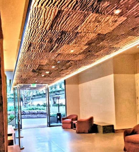 Hollywood 1 Hotel which features Bark House Brand Poplar Bark wall covering Shingles