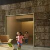 Bark House Poplar Bark Siding in the interior of the University of Chicago child care center