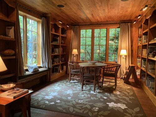 Balentine Reserve remodeled using Bark House exterior poplar bark shingles - pic of library